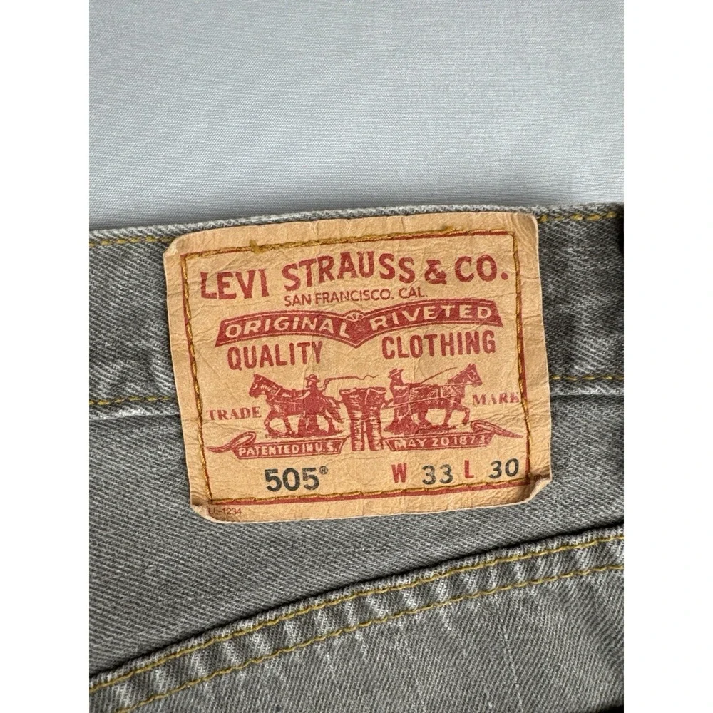 Levi's 505 Regular Fit Jeans Gray Wash Straight Leg Denim 33x30